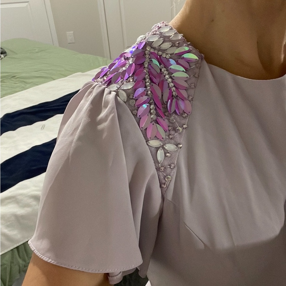 Asos Lavender Embellished Long Evening Dress